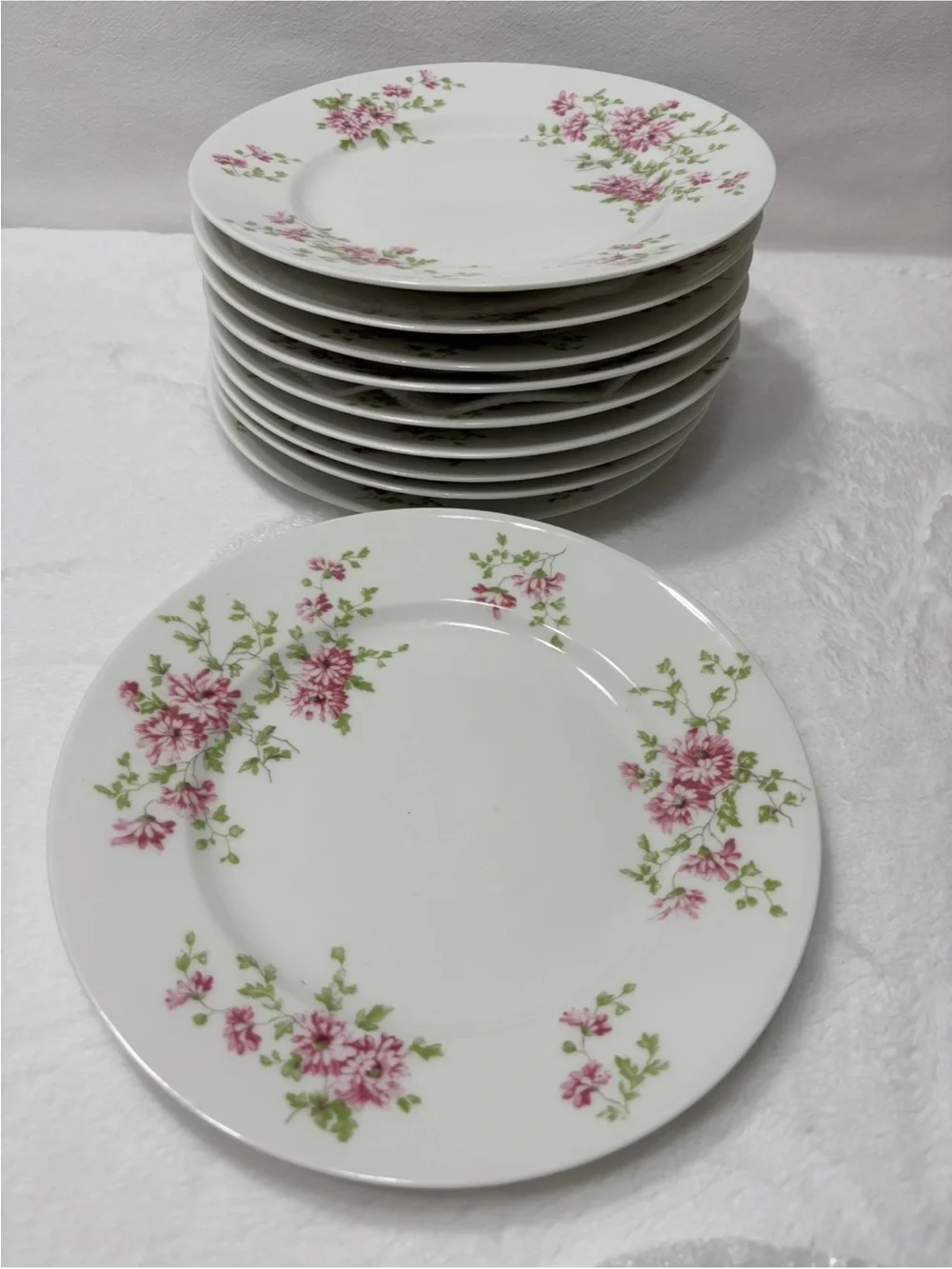 G. Ahrenfeldt Limoges Pink Floral Salad Plates - Set of 10